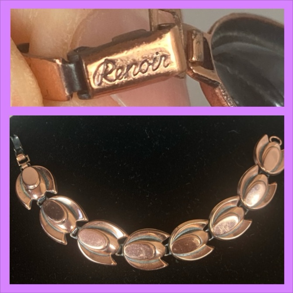 Renoir Signed Midcentury Brass Tulip Bracelet